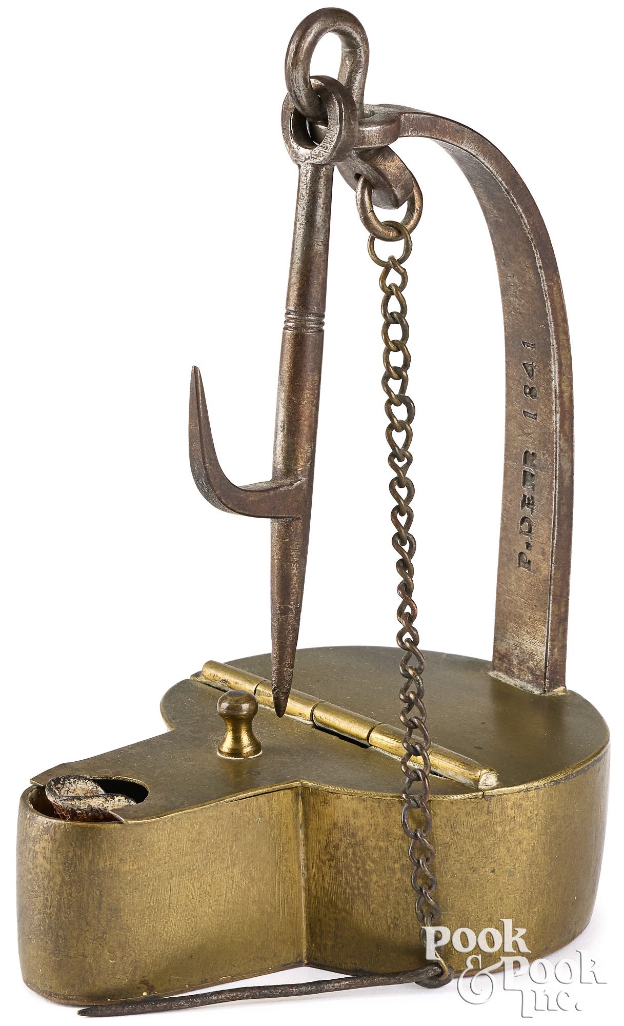 Peter Derr | wrought iron and brass betty lamp (1841) | MutualArt