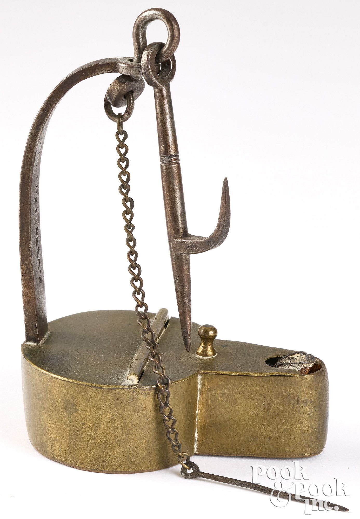 Peter Derr | wrought iron and brass betty lamp (1841) | MutualArt