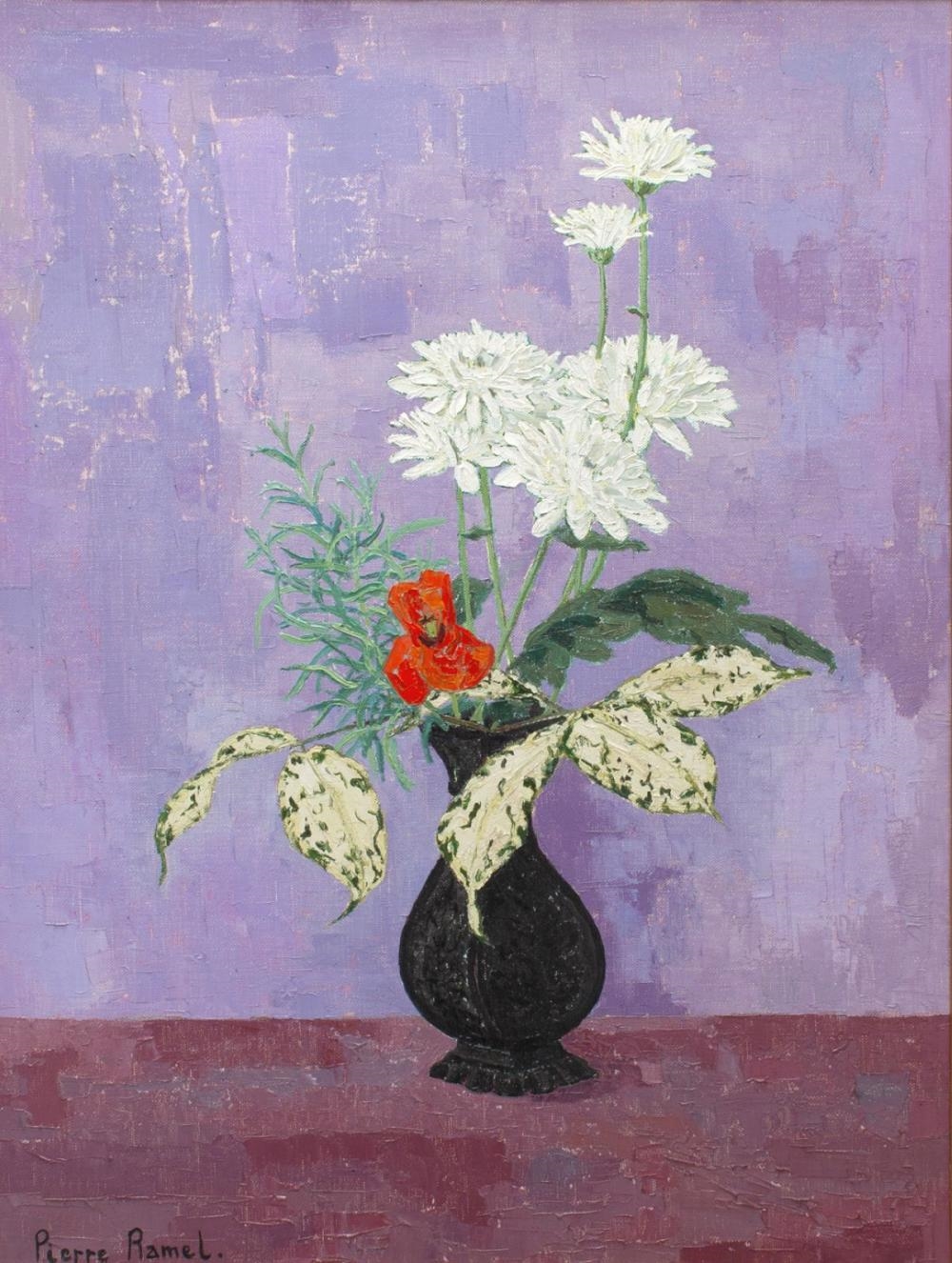 Pierre Ramel | Still Life with Chrysanthemums Oil (Circa 1970s) | MutualArt