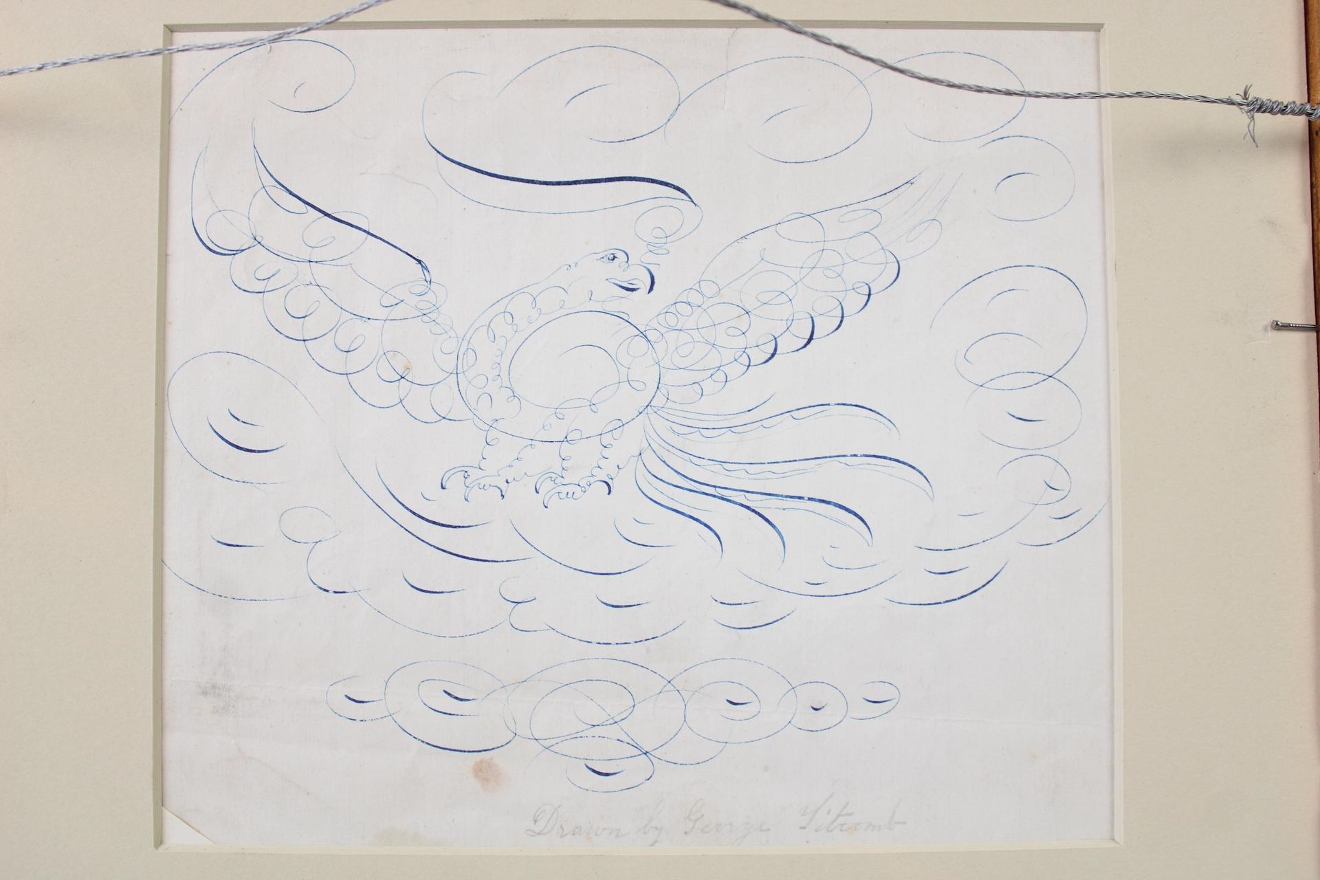 George Litcomb | Double Sided Calligraphy Drawing of Eagle & Fish ...