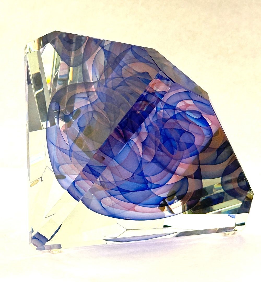 Edward J. Kachurik | Triangular crystal sculpture with blue and pink ...