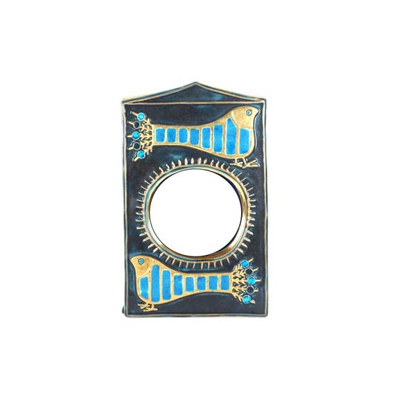 Mithé Espelt | Miroir dit Aux paons en céramique émaillée en bleu ...