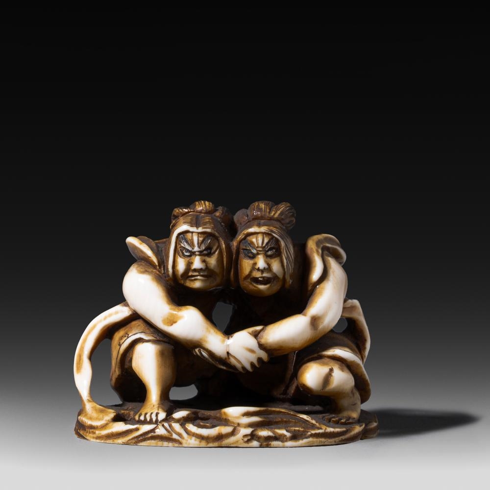 Japanese School, 20th Century | A Japanese ivory netsuke of Fujin and ...