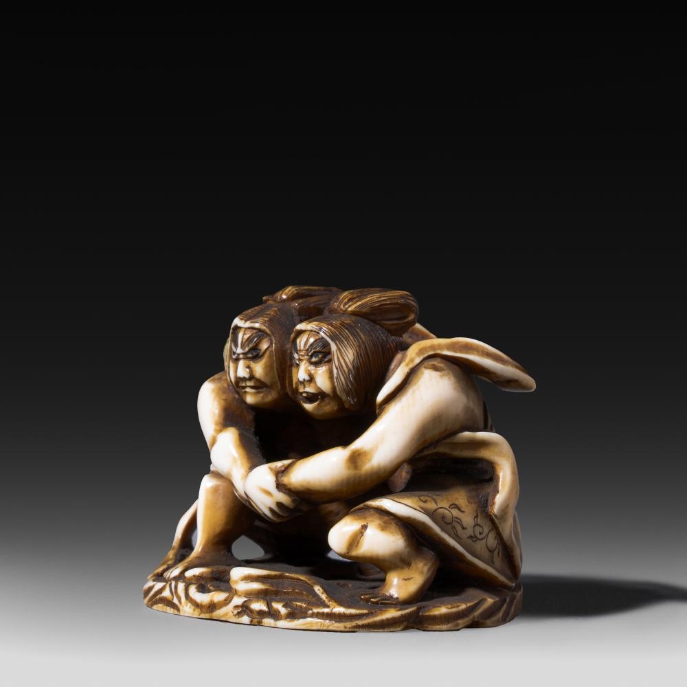 Japanese School, 20th Century | A Japanese ivory netsuke of Fujin and ...