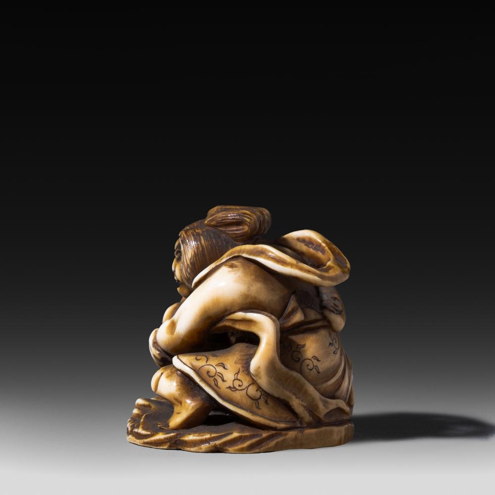 Japanese School, 20th Century | A Japanese ivory netsuke of Fujin and ...