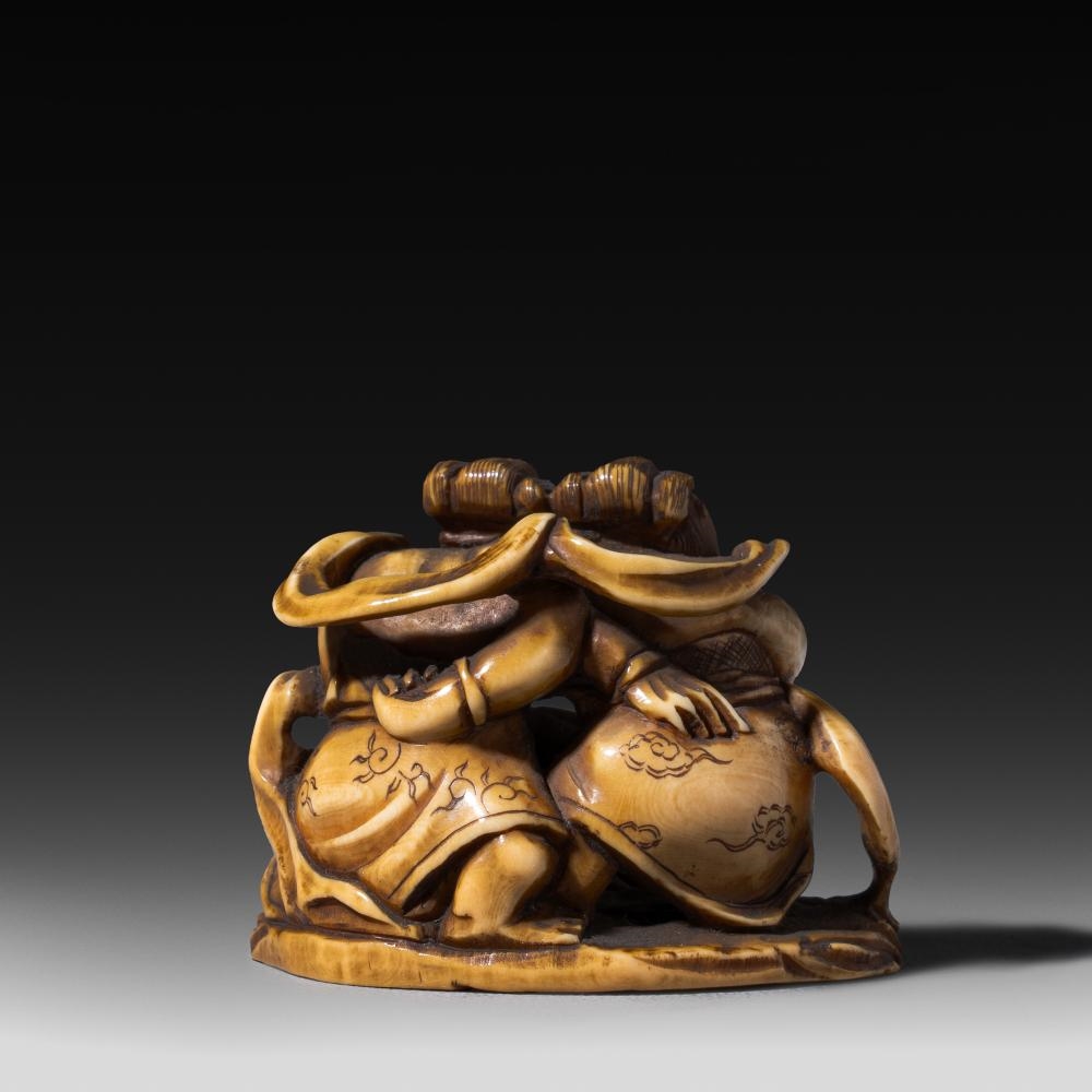Japanese School, 20th Century | A Japanese ivory netsuke of Fujin and ...