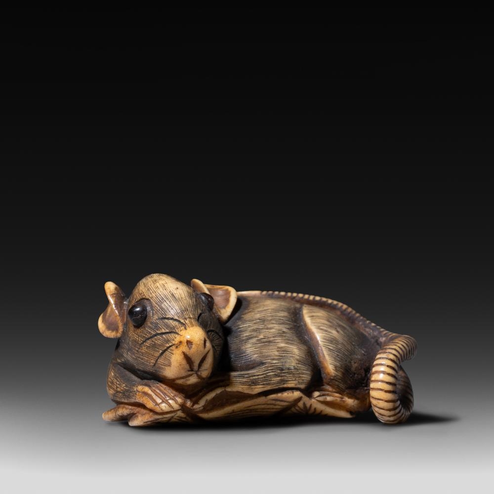 Japanese School, 19th Century | A Japanese bone netsuke of a rat, Edo ...