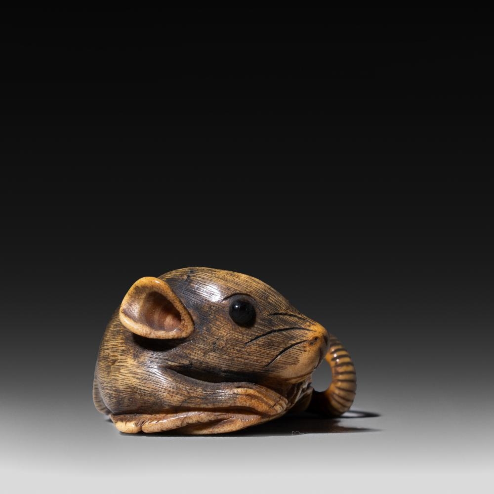 Japanese School, 19th Century | A Japanese bone netsuke of a rat, Edo ...