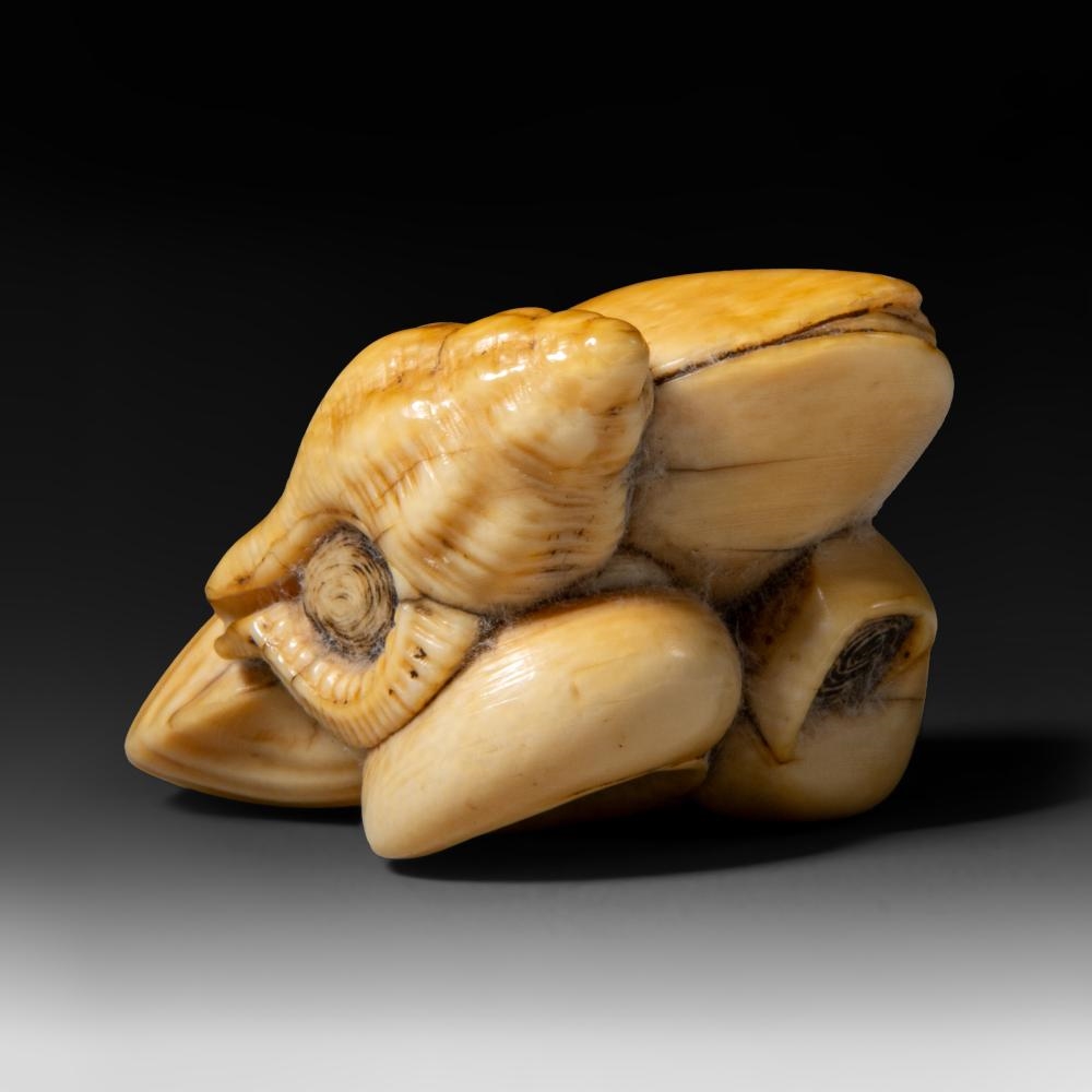 Japanese School, 19th Century | A Japanese ivory netsuke of a group of ...