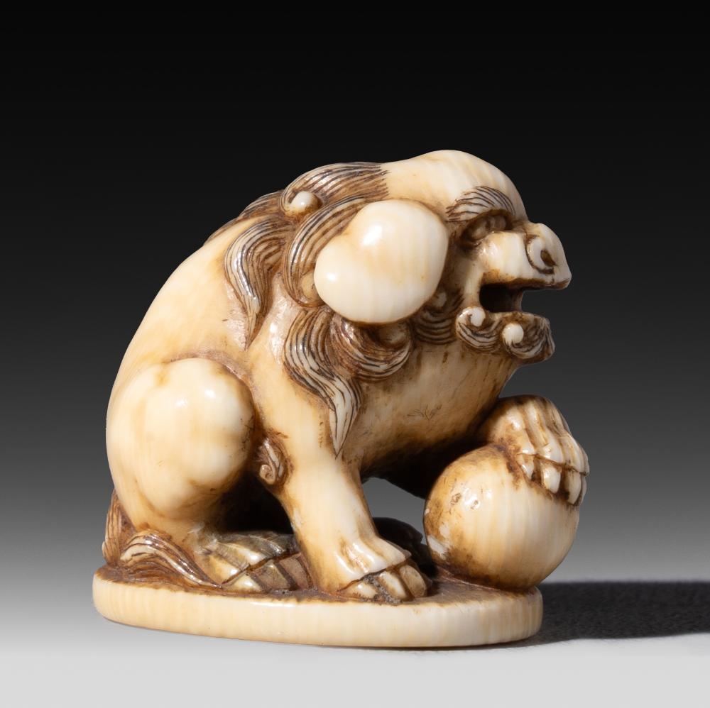 Japanese School, 19th Century | A Japanese ivory netsuke of a shishi ...
