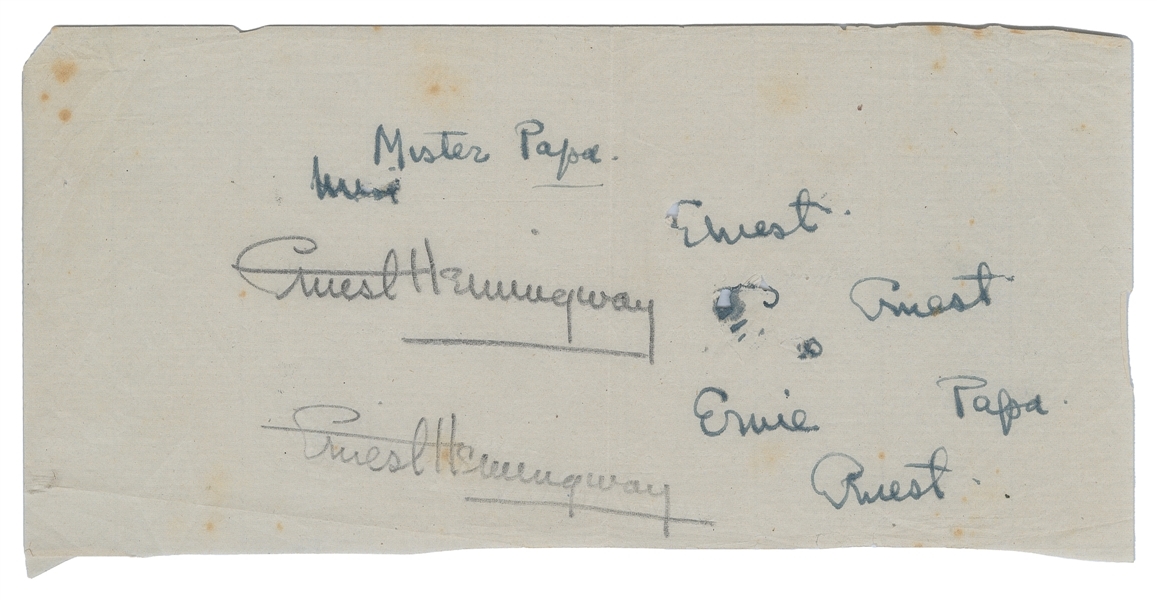 Ernest Hemingway | Hemingway Sample Signature Sheet (1949) | MutualArt