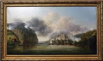 Serres' Oil of the Battle of the Palisades - The earliest painting of an American Revolutionary War Battle