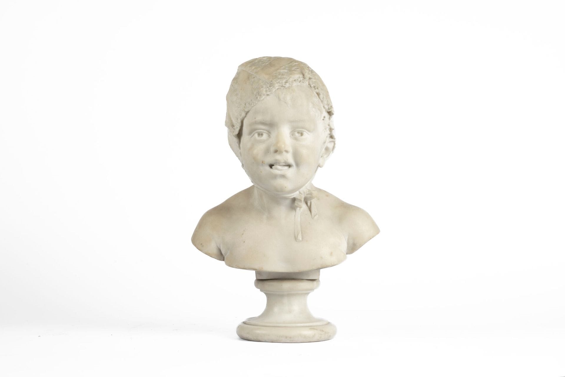 French School, 19th Century | Small sculpted white marble bust of a ...