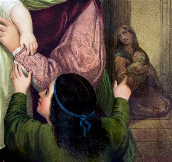 Adolf Theer | Woman and Child in Church (1849) | MutualArt