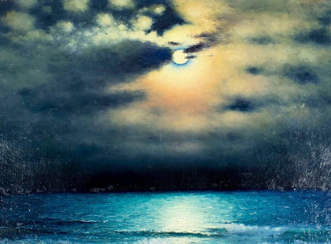 Richard Dey De Ribcowsky | Moonlight Seascape | MutualArt