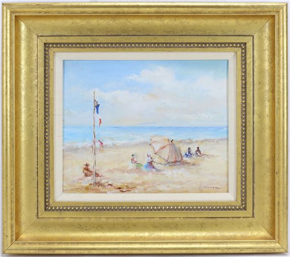 Michel Jamart | Impressionist coastal scene with figures seated on a ...