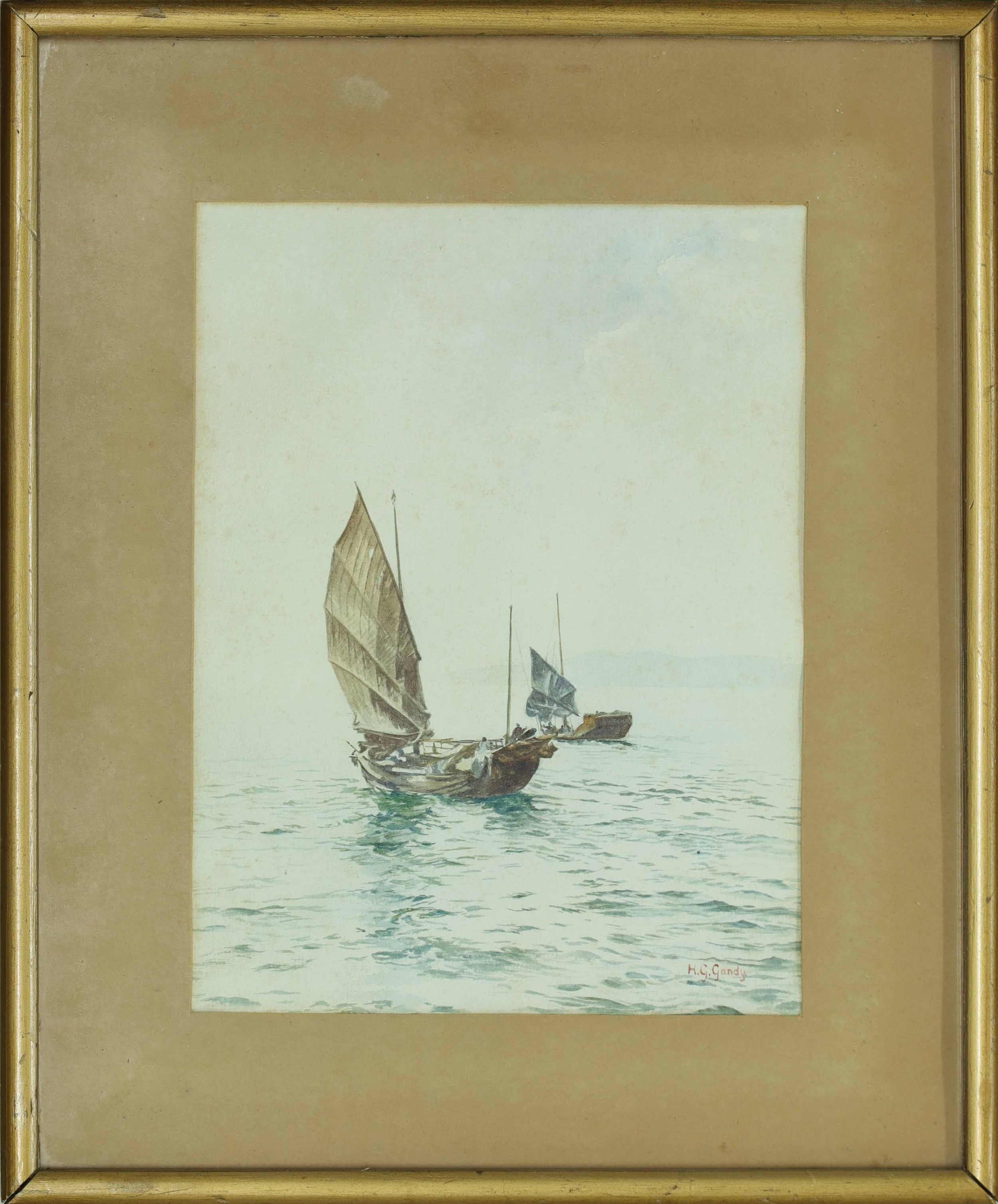 Henry George Gandy | two Chinese Junk vessels in open water | MutualArt