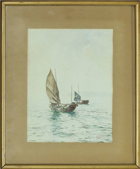 Henry George Gandy | two Chinese Junk vessels in open water | MutualArt