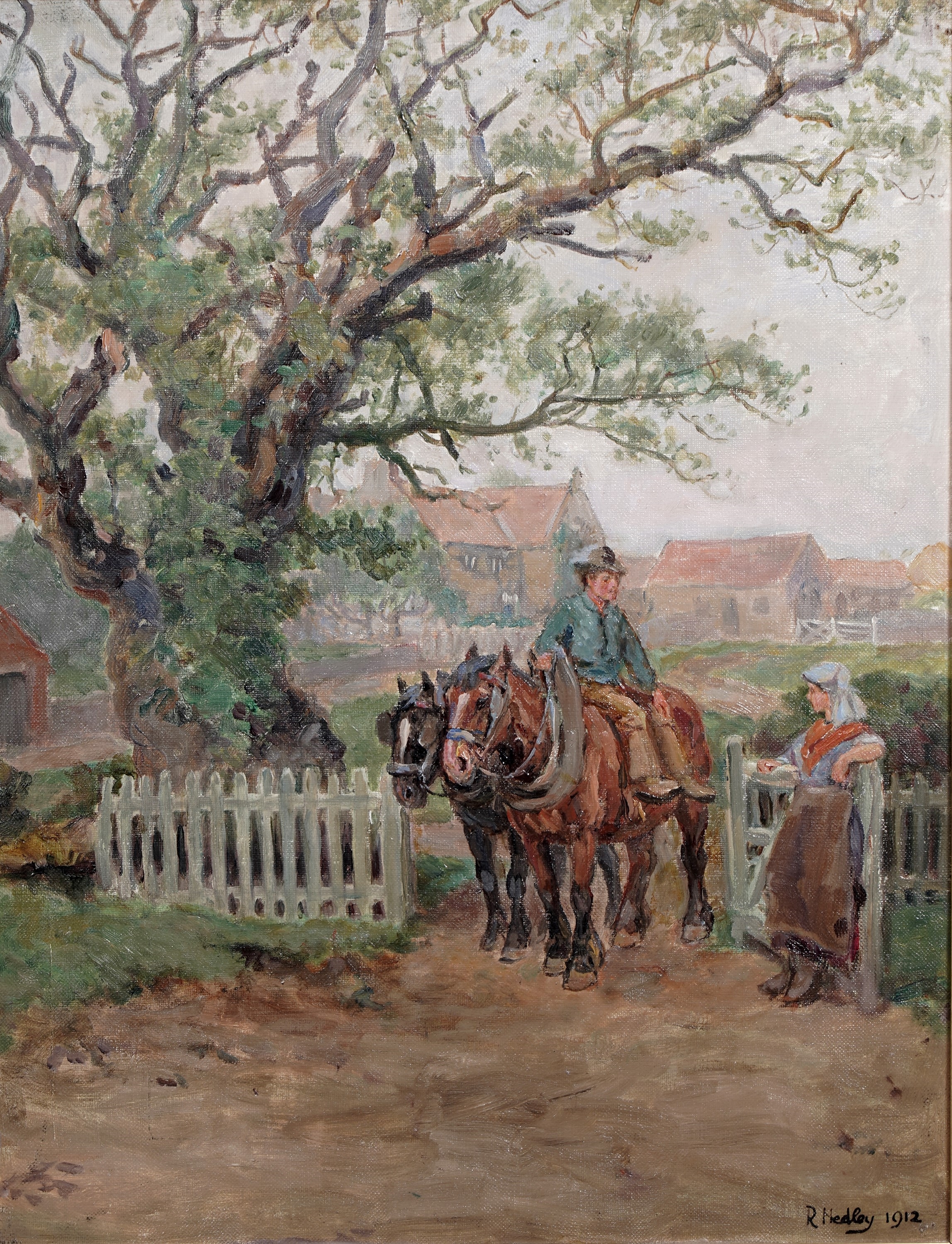 Ralph Hedley | Chain Horses (1912) | MutualArt