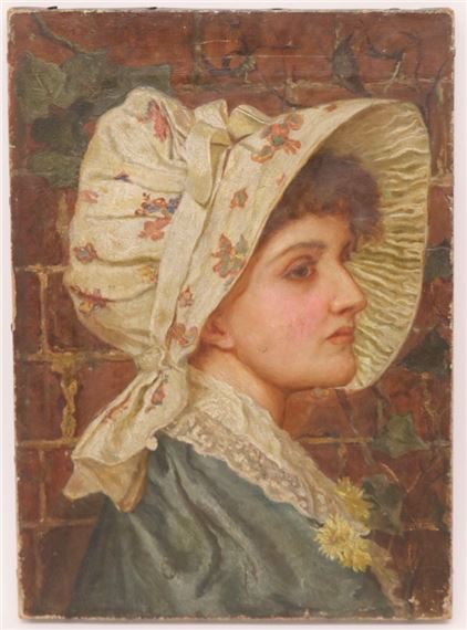 Portrait of a Young Lady wearing a Bonnet - Thomas Francis Dicksee