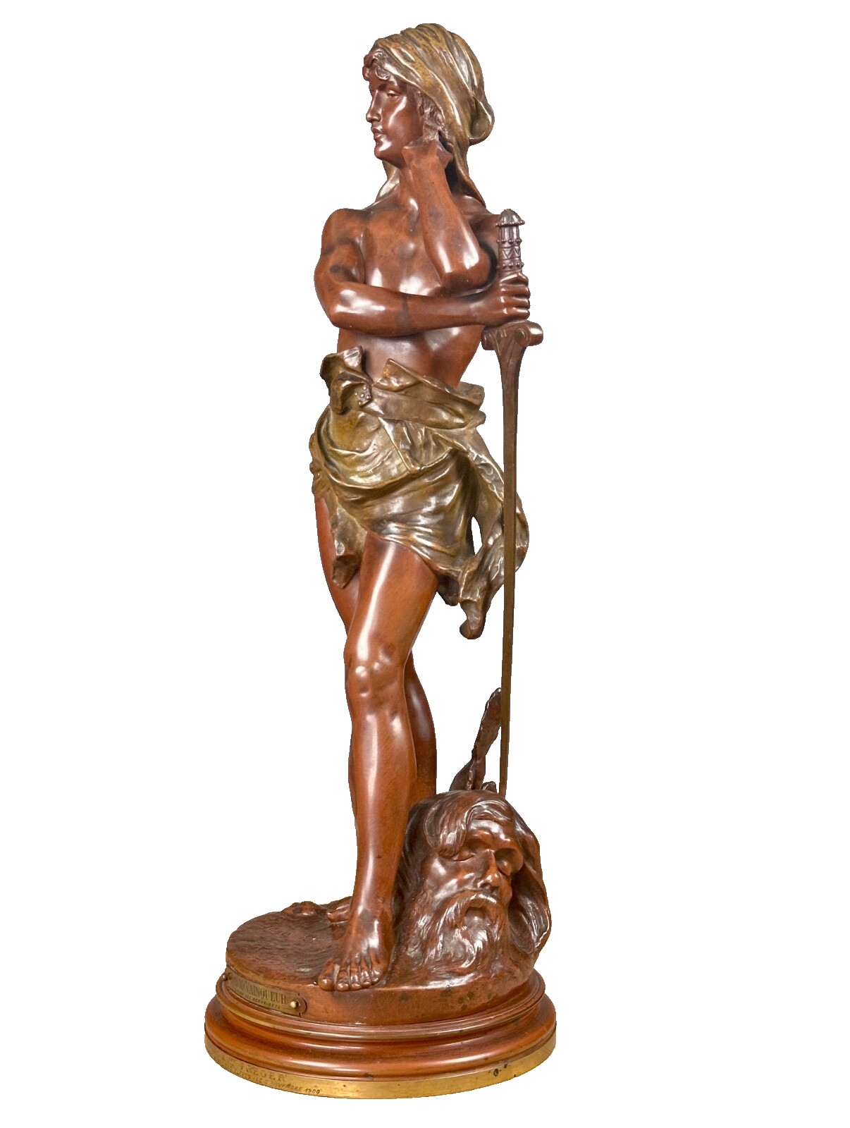 Henri Honoré Plé | Antique Large Bronze Portrait D' Man David Race Win ...