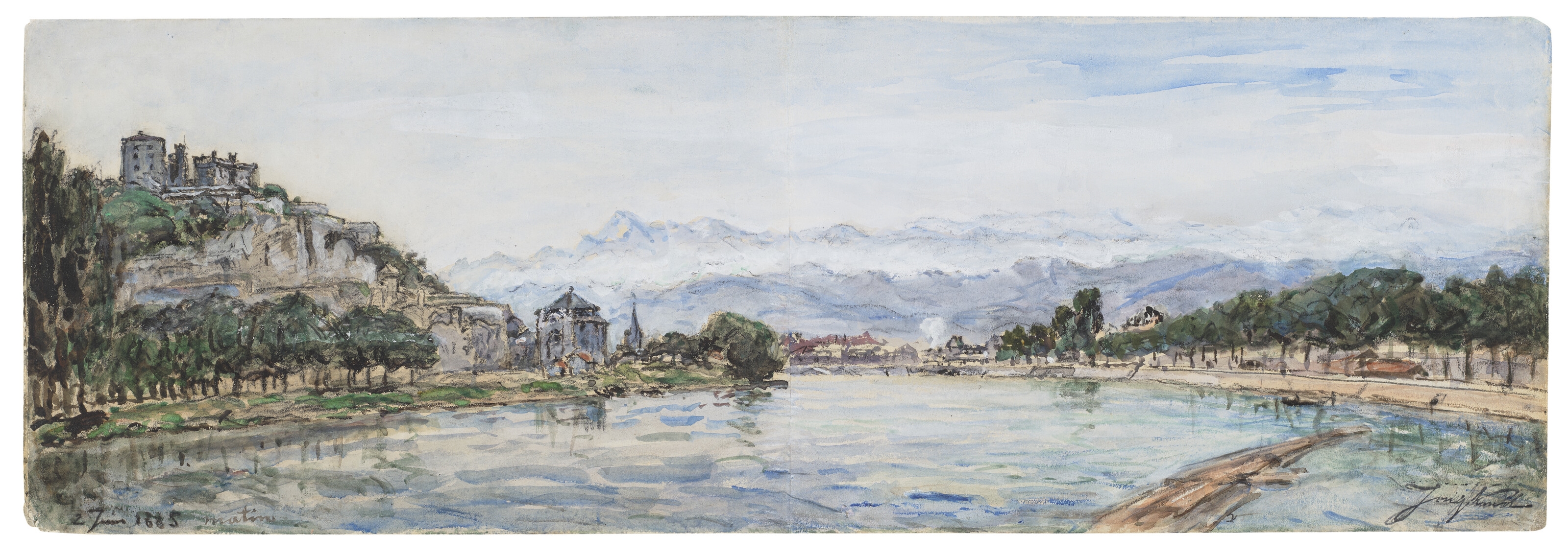 Johan Barthold Jongkind | Fort Rabot in Grenoble (recto); View of the ...