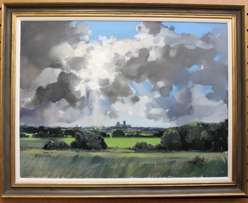 Dominic Parczuc | oil on canvas depicting Lincoln Cathedral within a ...