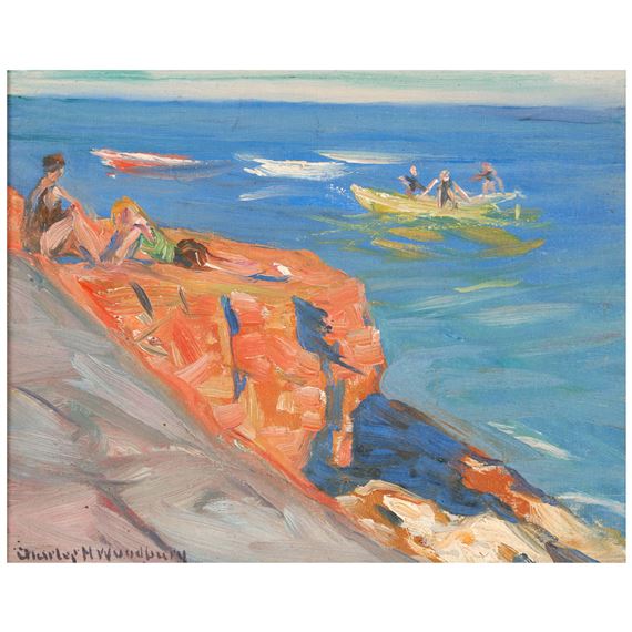 Charles Herbert Woodbury | Red Rocks Bathers (1932) | MutualArt
