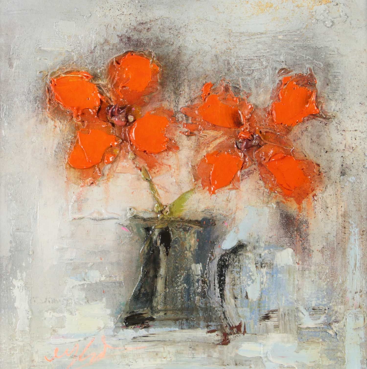 Colin Flack | ORANGE FLOWERS IN A VASE | MutualArt
