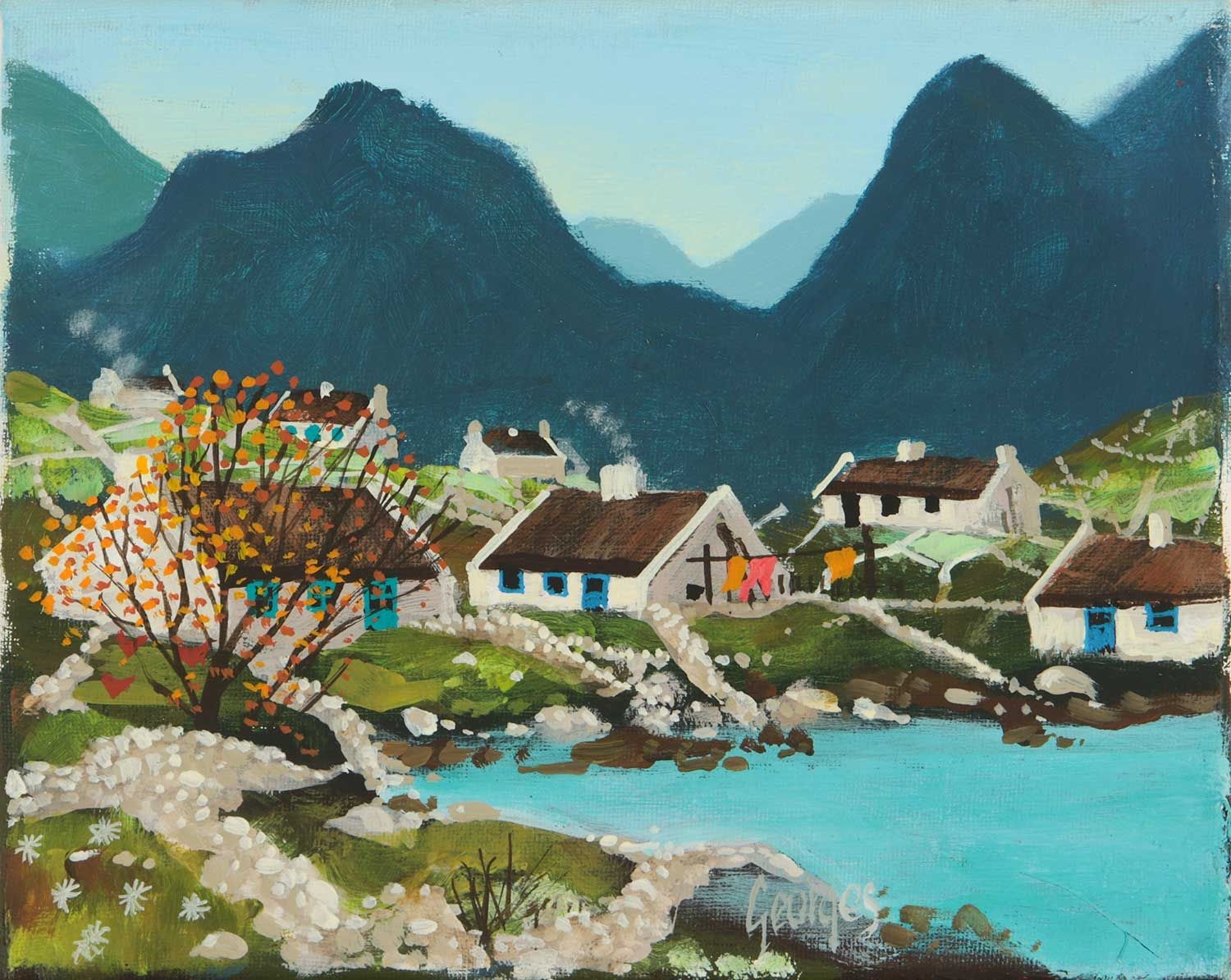 George Callaghan | COTTAGES BY THE LOUGH | MutualArt