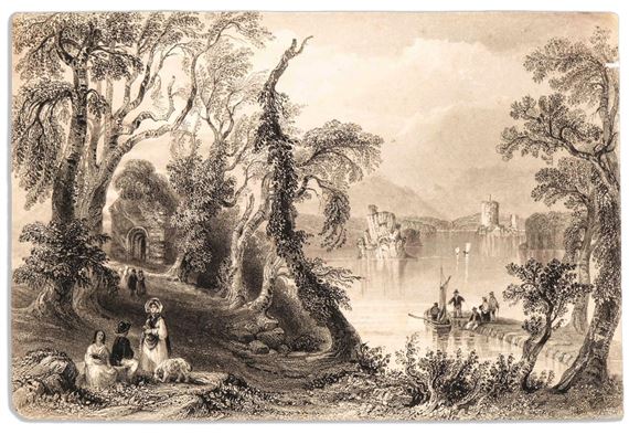 English School, 19th Century | Romantic Landscape Ink Drawing on Paper ...