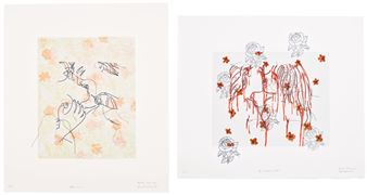 A couple of drawings that are on a white background.