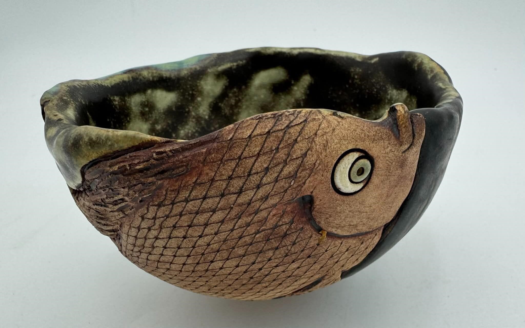 TIM ISAAC | Raku Art Pottery Fish Bowl | MutualArt