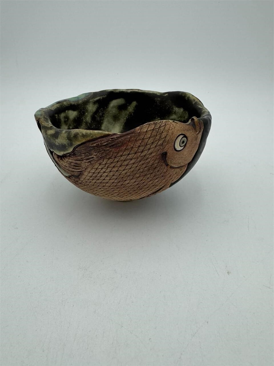 TIM ISAAC | Raku Art Pottery Fish Bowl | MutualArt