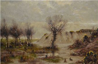 Aquarelle Originale William Henry Pike (1846-1908) – Scène De Chalet, 1878, Signée