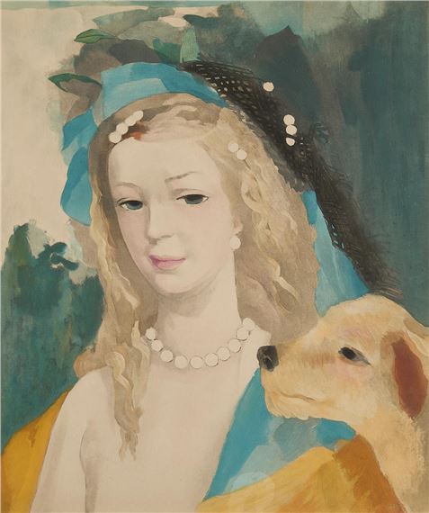 Marie Laurencin | Jeune Fille avec Chien (1950) | MutualArt
