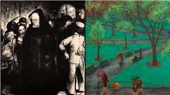 Installation view of Maurice Prendergast exhibition at Texas A&M University Art Galleries.
