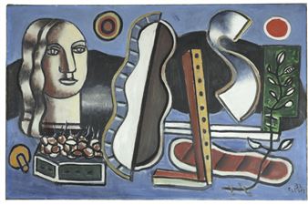 Objets contrastés sur fond bleu