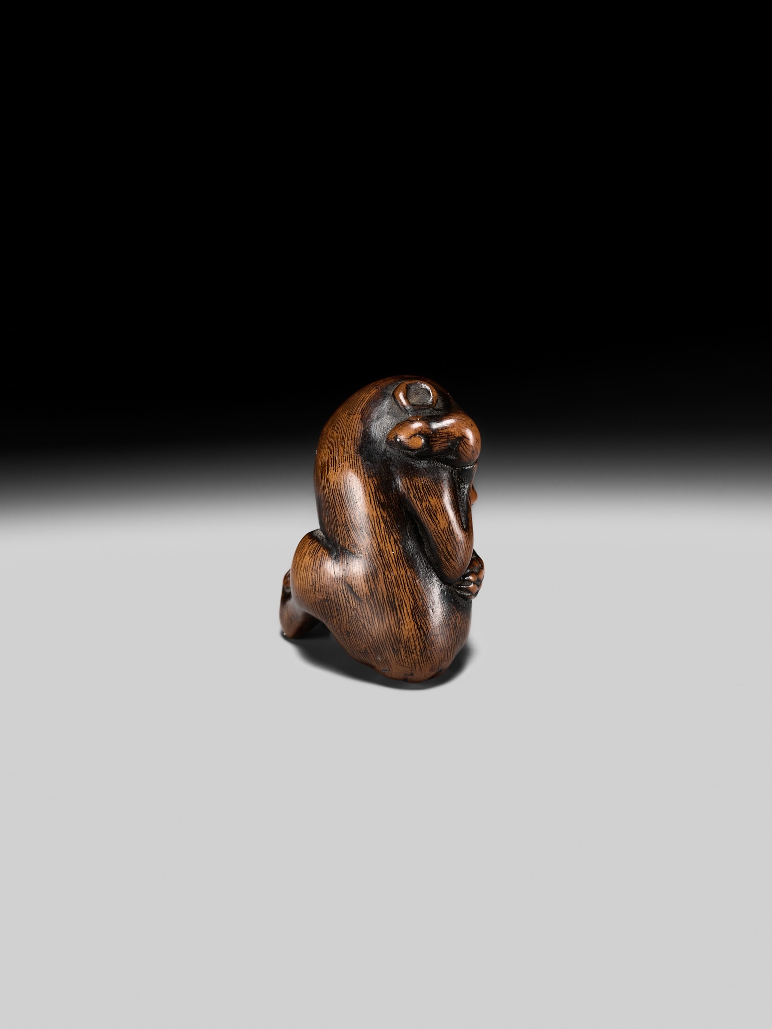 Mitsuhide | A RARE WOOD NETSUKE OF A MONKEY AND RAT (Late 18th Century ...