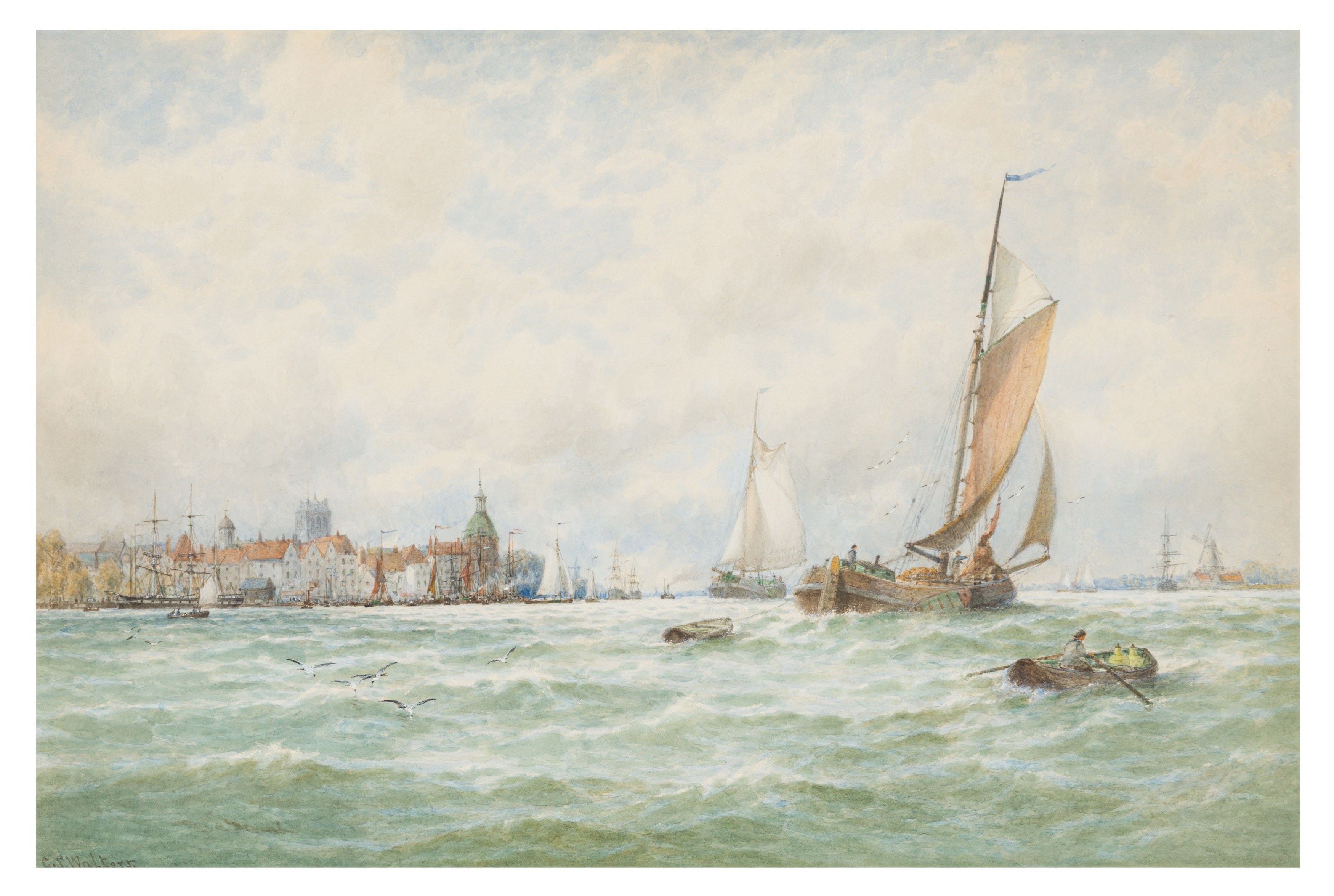 George Stanfield Walters | Shipping off Dordrecht | MutualArt