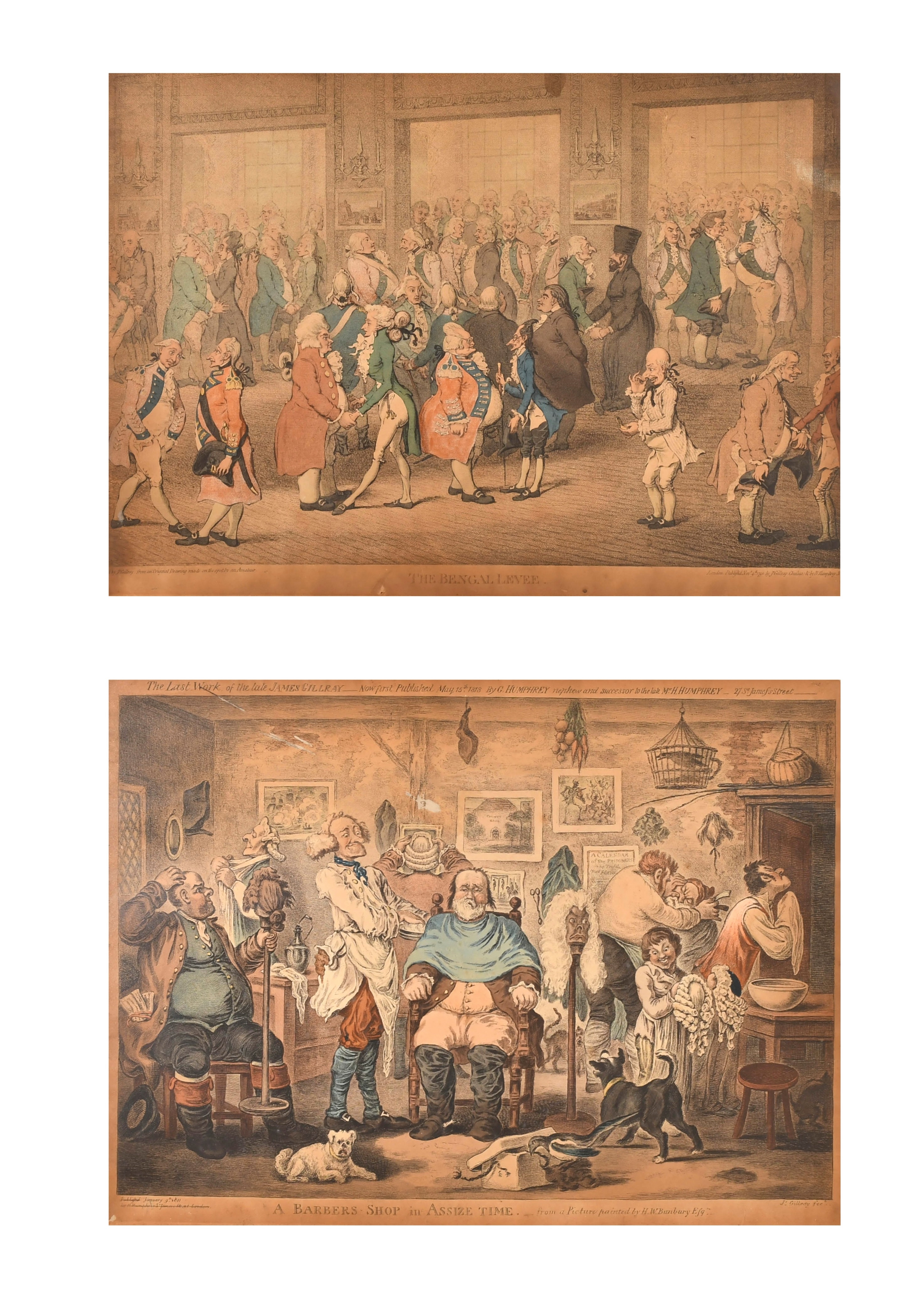 James Gillray | The Bengal Levee; A Barbers Shop in Assize Time | MutualArt