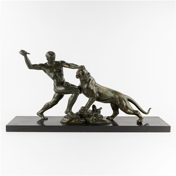 A. Soleau | Gladiator Fighting a Panther (Circa 1930) | MutualArt