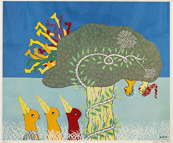 Walter Whall Battiss | TEN PEOPLE IN A MPIPI TREE | MutualArt