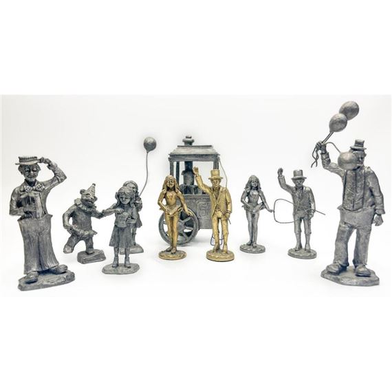 Michael Ricker | Set of 10 Pewter Figures of Street Performers & a ...