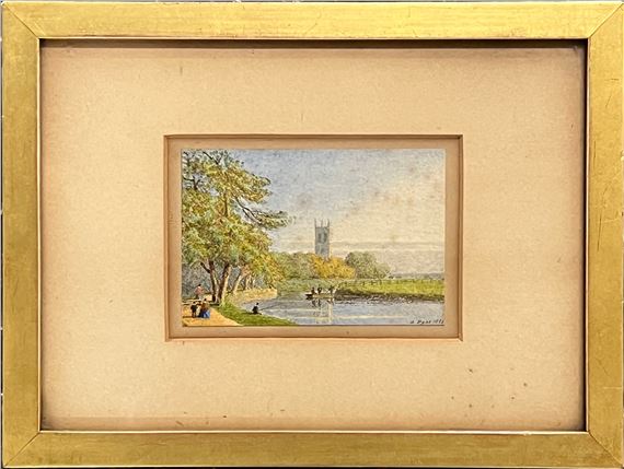 George Pyne | Magdalen Tower seen from the meadows (1886) | MutualArt