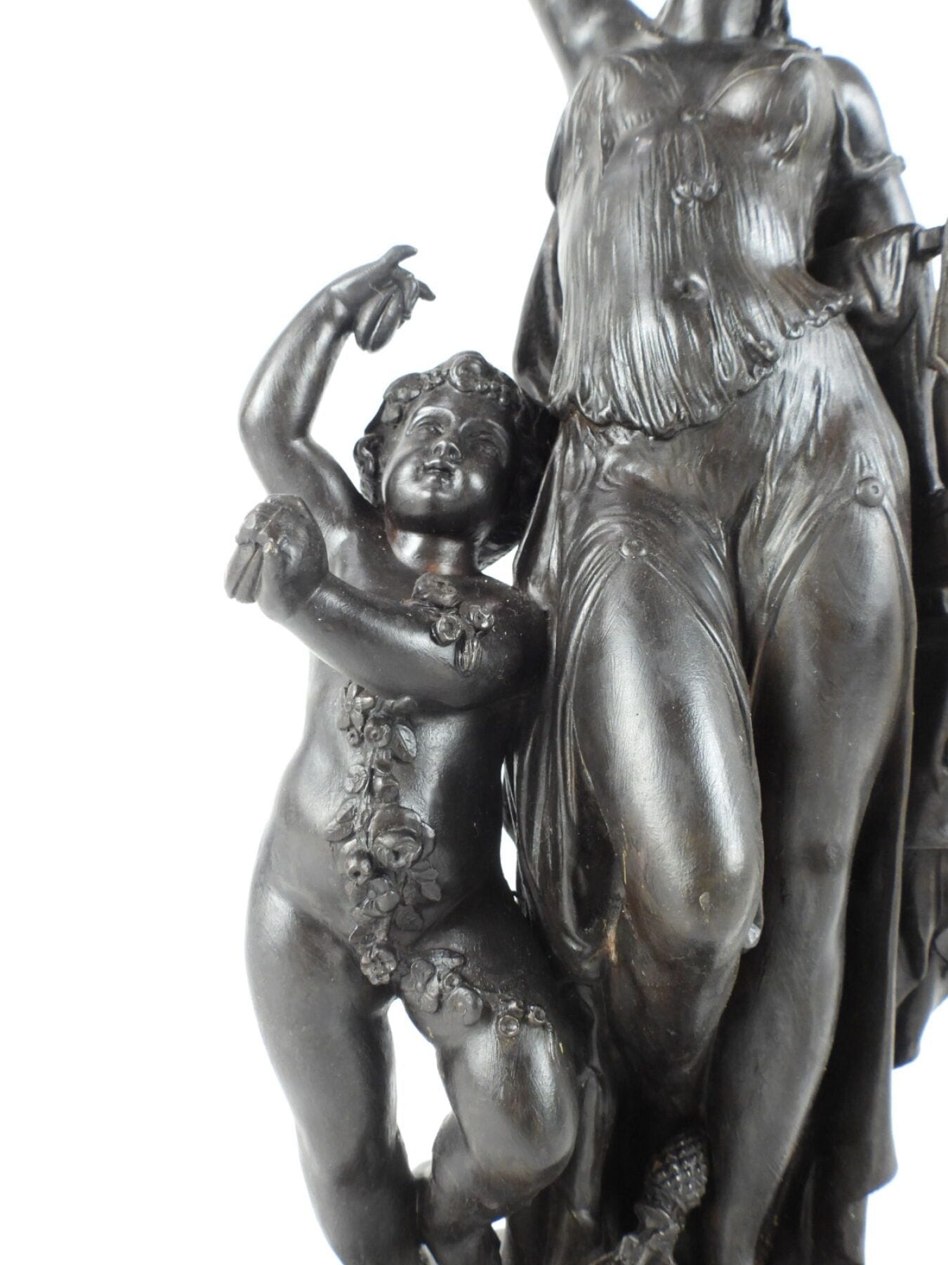 Jean Bulio | Bacchante or Maenad with lyre accompanied by a putto (19th ...