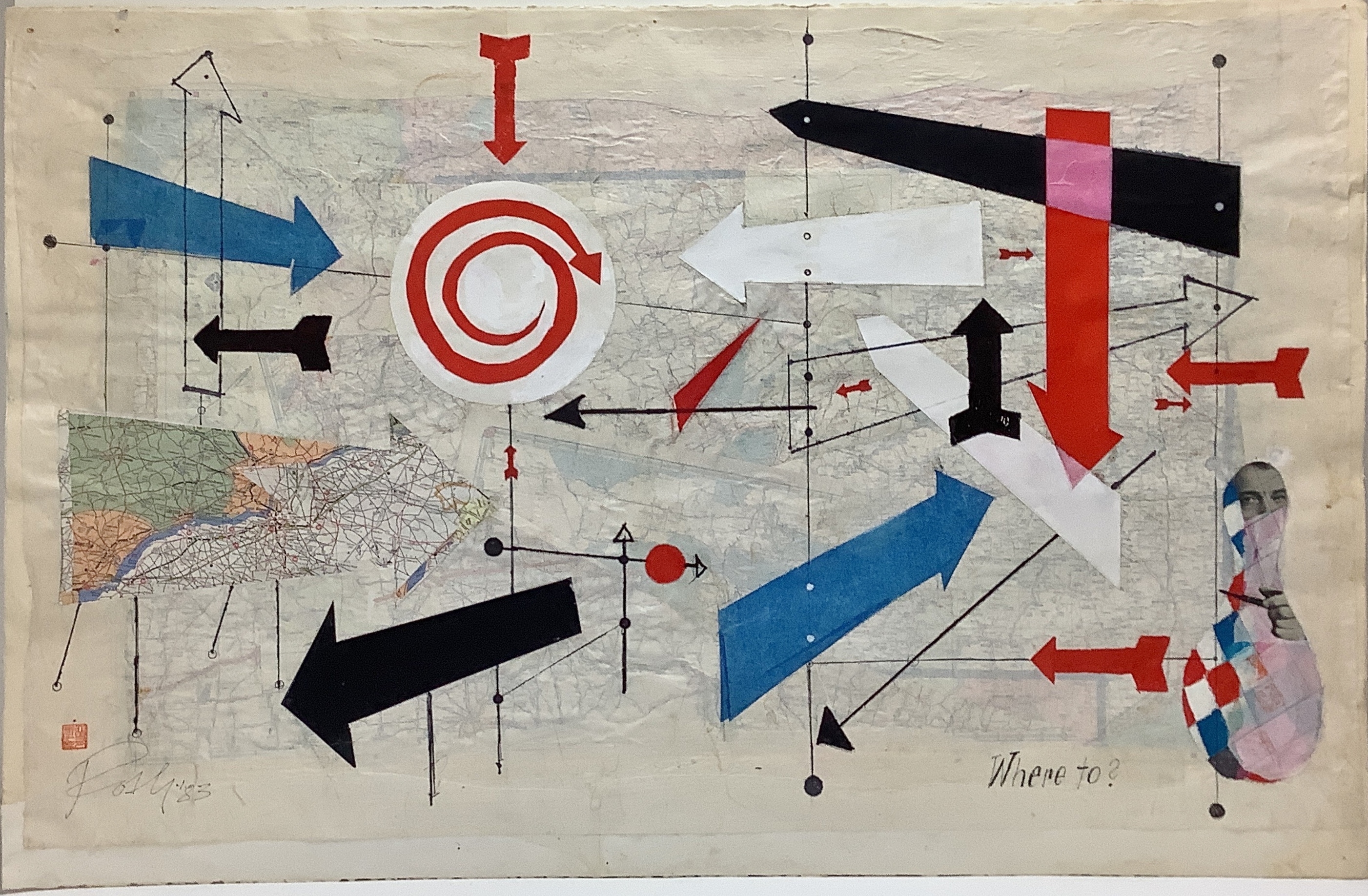 Wolfgang Roth | Geometric abstract with arrows (83) | MutualArt
