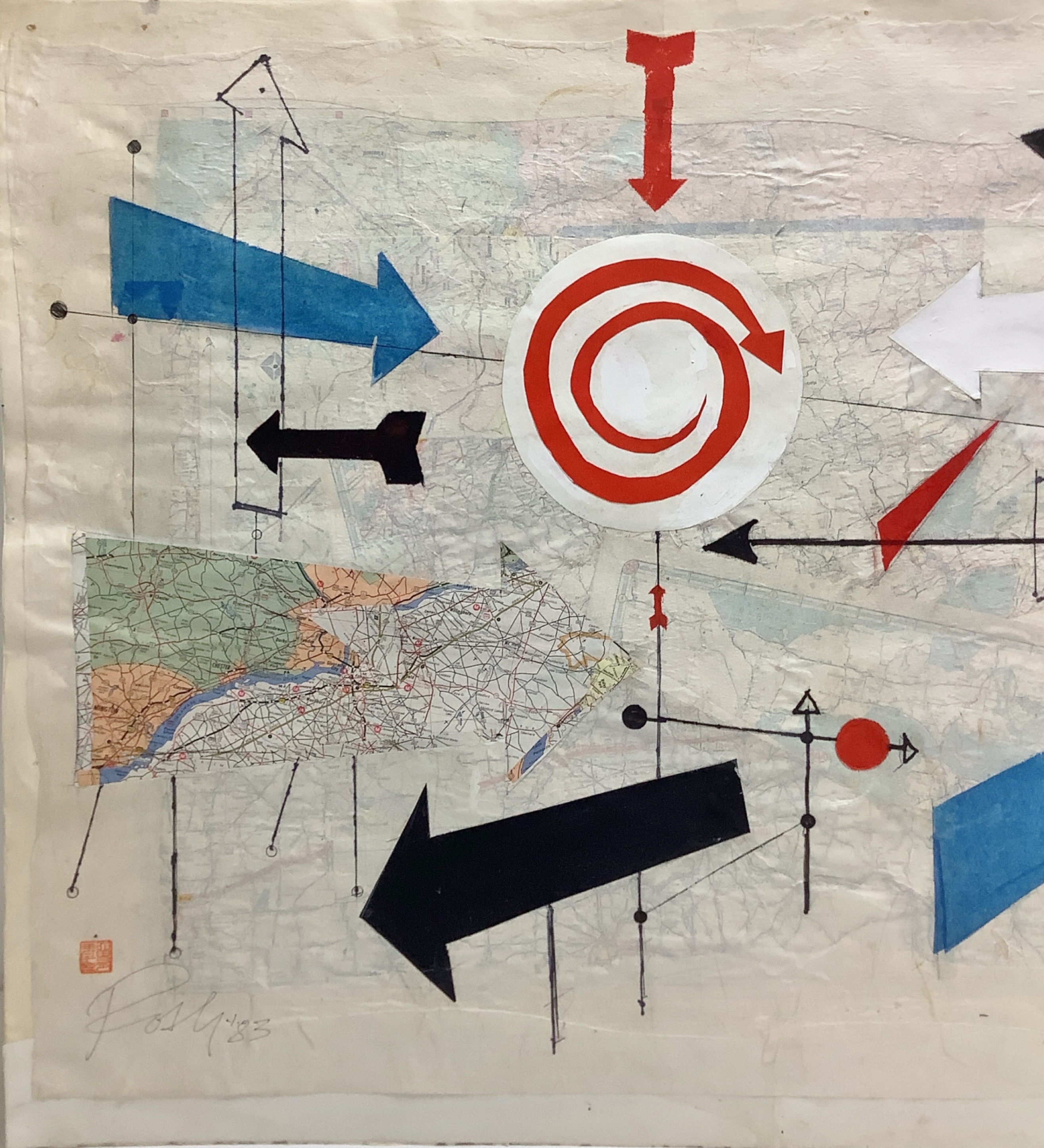 Wolfgang Roth | Geometric abstract with arrows (83) | MutualArt