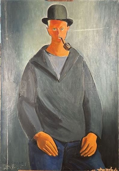 Man Collot | Portrait of André Collot with pipe | MutualArt