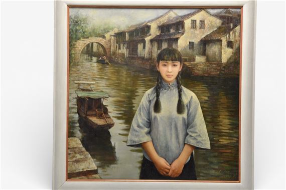 Li Jun | portrait of a girl at a canal (20th Century) | MutualArt